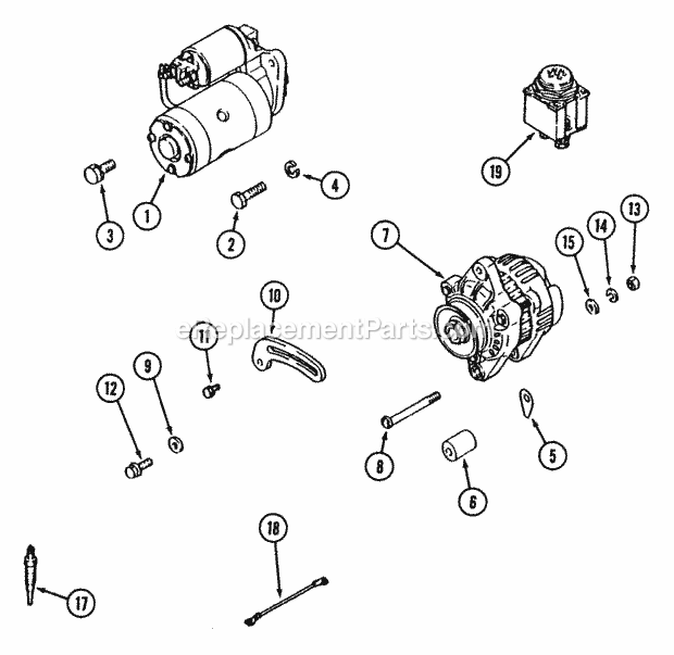 Electrical Equipment - 19hp Diagram and Parts List for 544-412D100, 546-412D100 Cub Cadet Lawn Tractor